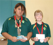 Region 10's pairing of Ashleigh Regnuad & Chara Walker Junior Girls Pairs Winners